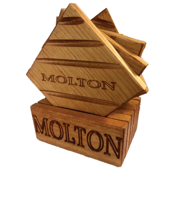 Custom Wooden Coasters with Holder - Image 2